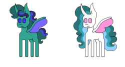 Size: 400x215 | Tagged: artist:hunterthewastelander, changedling, changedling oc, changeling, changeling oc, changepony, derpibooru import, duo, hybrid, interspecies offspring, oc, offspring, parent:princess luna, parents:twirax, parent:thorax, parent:twilight sparkle, safe, simple background, transparent background, unofficial characters only