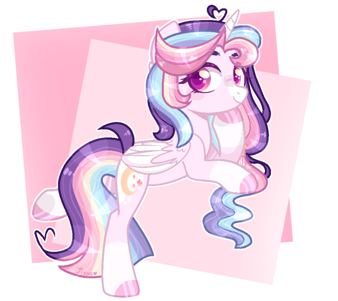 Size: 1013x900 | Tagged: safe, artist:jisootheartist, derpibooru import, oc, oc:celestial moon, unofficial characters only, alicorn, pony, alicorn oc, base used, colored hooves, female, hoof on chin, horn, magical lesbian spawn, multicolored hair, offspring, parent:rainbow dash, parent:twilight sparkle, parents:twidash, rainbow hair, solo, wings