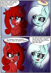 Size: 994x1426 | Tagged: artist:freefraq, blushing, comic:story cherry shenigans, cute, derpibooru import, ghost, ghost pony, goo, goo pony, heterochromia, oc, oc:cherry slime, original species, safe, undead