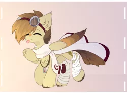 Size: 1280x936 | Tagged: safe, artist:little-sketches, derpibooru import, oc, oc:sandstorm, pegasus, pony, clothes, colored wings, goggles, male, multicolored wings, scarf, solo, stallion, tongue out, wings