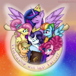 Size: 4096x4096 | Tagged: safe, artist:darklight1315, derpibooru import, applejack, fluttershy, pinkie pie, rainbow dash, rarity, twilight sparkle, twilight sparkle (alicorn), alicorn, earth pony, pegasus, pony, unicorn, the last problem, spoiler:s09, absurd resolution, book, female, group, mane six, mare, older, older applejack, older fluttershy, older mane six, older pinkie pie, older rainbow dash, older rarity, older twilight