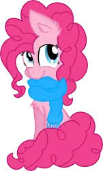 Size: 4999x8276 | Tagged: safe, artist:cyanyeh, artist:kamyk962, derpibooru import, pinkie pie, earth pony, pony, absurd resolution, chest fluff, clothes, cute, diapinkes, ear fluff, female, mare, scarf, simple background, sitting, solo, transparent background, vector