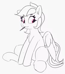 Size: 2898x3320 | Tagged: safe, artist:pabbley, derpibooru import, rainbow dash, pegasus, cute, dashabetes, ear fluff, female, food, mare, monochrome, neo noir, partial color, pocky, sitting, smiling, solo