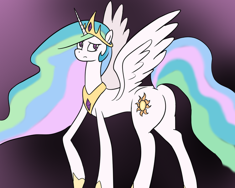 Size: 1280x1024 | Tagged: safe, artist:maksymvaulin, derpibooru import, princess celestia, alicorn, pony, butt, female, gradient background, mare, plot, solo, sunbutt