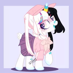 Size: 1280x1280 | Tagged: safe, artist:bxby-mochi, derpibooru import, oc, oc:abracadabra, unofficial characters only, earth pony, pony, clothes, female, hat, mare, pleated skirt, shirt, skirt, solo