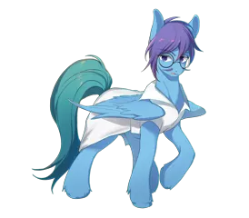 Size: 1600x1400 | Tagged: safe, alternate version, artist:alleycat, derpibooru import, oc, oc:dr.picsell dois, unofficial characters only, pegasus, pony, 2020 community collab, derpibooru community collaboration, clothes, facial hair, glasses, lab coat, male, moustache, simple background, solo, stallion, transparent background, unshorn fetlocks