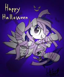 Size: 1280x1536 | Tagged: safe, artist:livehotsun, derpibooru import, oc, oc:hotsun, unofficial characters only, pegasus, pony, clothes, costume, grin, male, mummy, mummy costume, nightmare night, nightmare night costume, smiling, solo, stallion