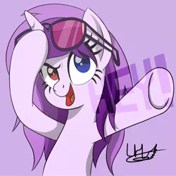 Size: 900x900 | Tagged: safe, artist:livehotsun, derpibooru import, oc, oc:purple eye, unofficial characters only, pony, unicorn, female, glasses, mare, solo, sunglasses