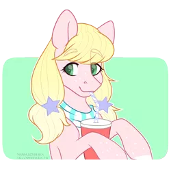 Size: 2558x2524 | Tagged: safe, artist:hellishprogrammer, derpibooru import, oc, oc:sugar pop, unofficial characters only, earth pony, pony, bust, female, mare, portrait, solo