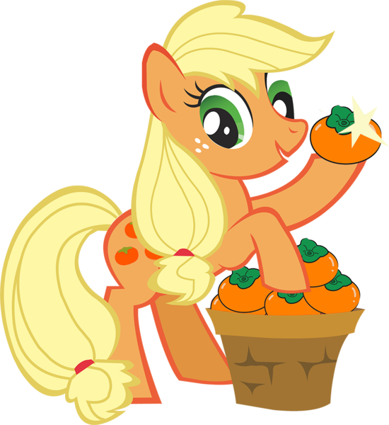 Size: 866x944 | Tagged: safe, alternate version, derpibooru import, edit, applejack, earth pony, pony, female, mare, persimmon, simple background, solo, transparent background