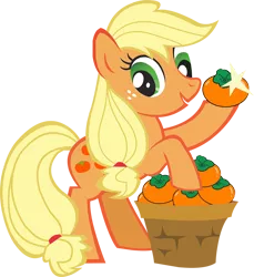 Size: 866x944 | Tagged: safe, alternate version, derpibooru import, edit, applejack, earth pony, pony, female, mare, persimmon, simple background, solo, transparent background