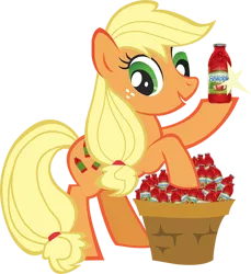 Size: 866x944 | Tagged: safe, alternate version, derpibooru import, applejack, earth pony, pony, female, mare, simple background, snapple, snapplejack, solo, transparent background