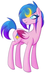 Size: 742x1200 | Tagged: safe, alternate version, artist:puddingskinmcgee, derpibooru import, oc, oc:aetharis, unofficial characters only, pegasus, pony, 2020 community collab, derpibooru community collaboration, female, looking back, simple background, smiling, solo, standing, transparent background