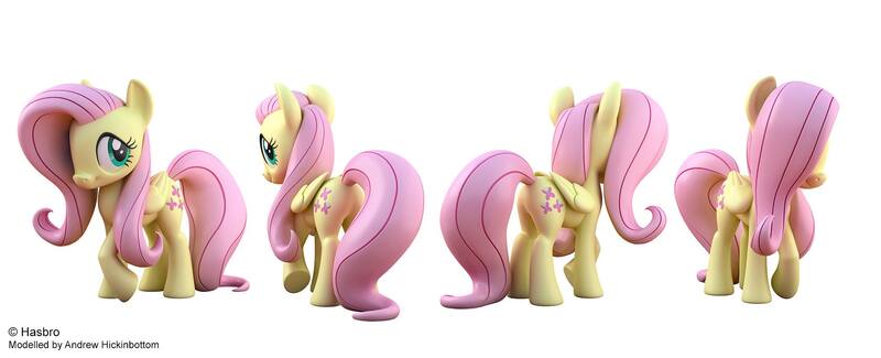 Size: 1969x800 | Tagged: safe, artist:andrew hickinbottom, derpibooru import, fluttershy, pony, 3d, 3d model, solo