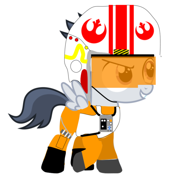 Size: 713x720 | Tagged: safe, artist:frownfactory, artist:jawsandgumballfan24, derpibooru import, edit, rumble, pegasus, pony, clothes, colt, cosplay, costume, foal, luke skywalker, male, rebel alliance, solo, star wars, x-wing pilot