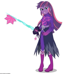 Size: 3633x4015 | Tagged: safe, artist:gamerpen, derpibooru import, twilight sparkle, human, equestria girls, alternate hairstyle, clothes, crossover, disney, female, keyblade, kingdom hearts, midnight sparkle, simple background, solo, transparent background, video game crossover