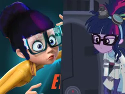 Size: 2000x1500 | Tagged: safe, derpibooru import, edit, screencap, sci-twi, twilight sparkle, eqg summertime shorts, equestria girls, mad twience, eyes (spies in disguise), spies in disguise