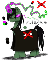 Size: 400x500 | Tagged: safe, artist:didun850, derpibooru import, oc, oc:elude, unofficial characters only, pony, unicorn, cloak, clothes, dark magic, glowing horn, horn, magic, male, reference sheet, simple background, solo, stallion, story included, telekinesis, transparent background, unicorn oc