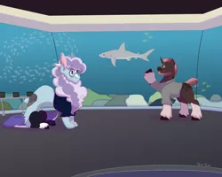 Size: 1280x1024 | Tagged: safe, artist:itstechtock, derpibooru import, oc, oc:tech tock, unofficial characters only, draconequus, pony, shark, unicorn, aquarium, clothes, glasses, male, shirt, stallion