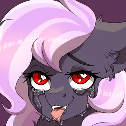 Size: 2500x2500 | Tagged: safe, artist:kaintaniel, derpibooru import, oc, oc:sak, bat pony, pony, vampire, vampony, ahegao, bat pony oc, bat wings, crying, fangs, female, goth, gothic, mare, open mouth, red eyes, tears of pleasure, tongue out, wingding eyes, wings