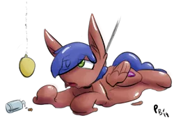 Size: 977x666 | Tagged: suggestive, artist:ponballoon, deleted from derpibooru, derpibooru import, oc, oc:odyssey flash, unofficial characters only, goo, goo pony, original species, pegasus, collar, hypnosis, hypnotized, image, leash, melting, pendulum swing, pet play, png, potion, prone, simple background, transformation, transparent background