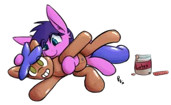 Size: 1800x1110 | Tagged: suggestive, artist:ponballoon, deleted from derpibooru, derpibooru import, oc, oc:odyssey flash, oc:ponballoon, balloon pony, inflatable pony, latex pony, original species, pegasus, pony, balloon, brainwashed, implied transformation, inflatable, latex, transformation