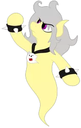 Size: 1293x2048 | Tagged: safe, artist:big brawler, derpibooru import, oc, oc:spokey, unofficial characters only, ghost, ghost pony, pony, undead, bracelet, jewelry, necklace, show accurate, simple background, solo, spiked wristband, wristband