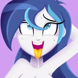 Size: 1000x1000 | Tagged: dead source, suggestive, artist:wubcakeva, derpibooru import, shining armor, equestria girls, ahegao, arm behind head, armpits, breasts, busty gleaming shield, clothes, commission, commissioner:alkonium, equestria guys, gleaming shield, heart eyes, implied sex, open mouth, partial nudity, rule 63, sweat, tongue out, topless, wingding eyes
