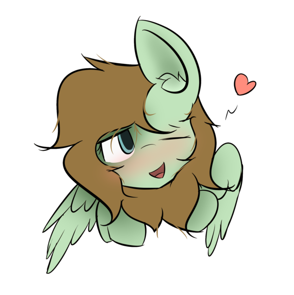 Size: 1903x1907 | Tagged: safe, artist:lofis, derpibooru import, oc, oc:mint chocolate, pegasus, pony, blushing, female, flirting, fluffy, mare, one eye closed, simple background, solo, transparent background, wink