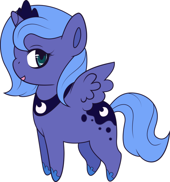 Size: 3472x3724 | Tagged: safe, artist:squeemishness, derpibooru import, princess luna, alicorn, pony, chibi, crown, hoof shoes, jewelry, looking back, open mouth, peytral, regalia, simple background, smiling, solo, transparent background