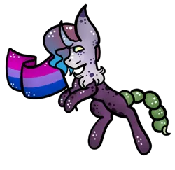 Size: 400x388 | Tagged: artist:hunterthewastelander, bisexual pride flag, commission, curved horn, derpibooru import, flag, horn, oc, original species, pride, pride flag, safe, scorpion tail, solo, unofficial characters only, ych result