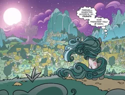 Size: 758x577 | Tagged: artist:tonyfleecs, butt, canterlot, canterlot castle, cutie mark, derpibooru import, faceless female, female, goodbye, idw, i really like her mane, moon, mountain, night, offscreen character, plot, ponyville, safe, solo, spoiler:comic, spoiler:comicfeatsoffriendship03, swift foot, teenager, thought bubble, thracian, windswept mane, young mare