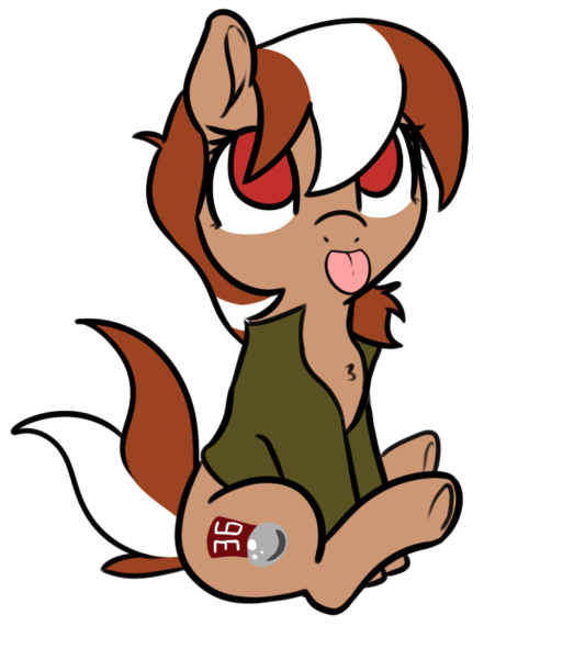 Size: 692x794 | Tagged: safe, artist:neuro, derpibooru import, oc, oc:roulette, unofficial characters only, earth pony, pony, fallout equestria, :p, clothes, cute, female, mare, simple background, sitting, tongue out, transparent background