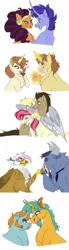 Size: 469x1704 | Tagged: safe, artist:loxotictoxic, derpibooru import, cinnamon chai, derpy hooves, doctor whooves, donut joe, gilda, hoo'far, iron will, roseluck, saffron masala, snails, snips, time turner, earth pony, gryphon, minotaur, pegasus, unicorn, cinnamon donut, crack shipping, doctor whooves gets all the mares, doctorderpy, doctorrose, female, gay, interspecies, male, polyamory, saf'far, shipping, snaps, straight