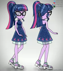Size: 1920x2160 | Tagged: safe, artist:aryatheeditor, derpibooru import, sci-twi, twilight sparkle, equestria girls, equestria girls series, i'm on a yacht, spring breakdown, spoiler:eqg series (season 2), bare shoulders, clothes, cutie mark, design, digital art, dress, dressup, element of magic, geode of telekinesis, glasses, looking at you, magical geodes, preview, shiny, sleeveless, sleeveless dress