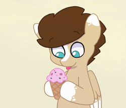 Size: 1253x1080 | Tagged: safe, artist:swerve-art, derpibooru import, oc, oc:skittle, pegasus, animated, cute, dessert, food, frame by frame, gif, happy, ice cream, licking, tongue out