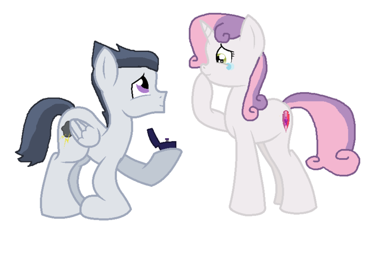 Size: 940x636 | Tagged: safe, artist:diana173076, derpibooru import, rumble, sweetie belle, pegasus, pony, unicorn, crying, cutie mark, female, hoof hold, jewelry, kneeling, looking at each other, male, mare, marriage proposal, older, older sweetie belle, ring, rumbelle, shipping, stallion, straight, tears of joy, teary eyes, the cmc's cutie marks