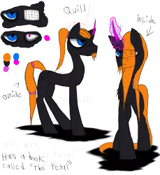 Size: 1178x1285 | Tagged: safe, artist:didun850, derpibooru import, oc, oc:le quill de von, unofficial characters only, pony, unicorn, beard, eye clipping through hair, facial hair, frown, glowing horn, heterochromia, horn, male, reference sheet, simple background, stallion, story included, transparent background, unicorn oc