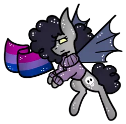 Size: 620x612 | Tagged: safe, artist:hunterthewastelander, derpibooru import, oc, unofficial characters only, bat pony, pony, bat pony oc, bat wings, bisexual pride flag, clothes, commission, pride, pride flag, simple background, skull, solo, transparent background, wings, ych result