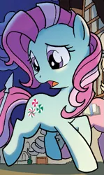 Size: 425x712 | Tagged: safe, derpibooru import, idw, minty, earth pony, pony, spoiler:comic, spoiler:comic33, cute, cutie mark, female, g3, g3 to g4, g4, generation leap, solo