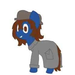 Size: 800x800 | Tagged: safe, artist:derpy_the_duck, derpibooru import, oc, oc:derp, earth pony, pony, derpibooru community collaboration, 1920s, clothes, male, simple background, smiling, solo, transparent background, trenchcoat