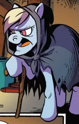 Size: 355x555 | Tagged: safe, artist:andypriceart, derpibooru import, idw, auntie shadowfall, earth pony, pony, spoiler:comic, spoiler:comic65, cane, cloak, clothes, cropped, female, mare, official comic, solo