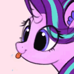 Size: 300x300 | Tagged: safe, artist:lollipony, derpibooru import, starlight glimmer, pony, unicorn, :p, :t, animated, bust, cute, ear fluff, eye clipping through hair, female, gif, glimmerbetes, mare, portrait, raspberry, silly, silly pony, simple background, smiling, solo, spittle, tongue out, white background