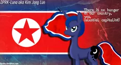 Size: 1180x640 | Tagged: safe, artist:bacbko, derpibooru import, princess luna, pony, flag, north korea