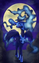 Size: 2336x3806 | Tagged: safe, artist:noupu, derpibooru import, nightmare moon, alicorn, pony, female, mare, moon, solo