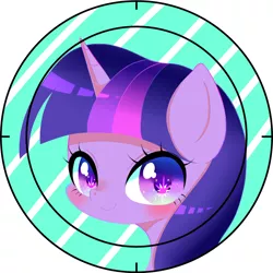 Size: 736x736 | Tagged: safe, artist:yuzuko, artist:yzkxxx0069, derpibooru import, twilight sparkle, pony, blushing, bust, cute, cutie mark eyes, female, looking at you, mare, portrait, solo, twiabetes, wingding eyes