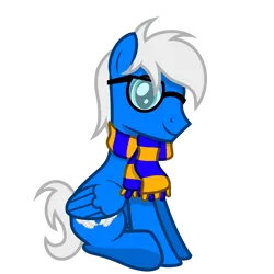 Size: 2500x2500 | Tagged: safe, artist:pizzamovies, derpibooru import, oc, oc:silver seraph, unofficial characters only, pegasus, pony, 2020 community collab, derpibooru community collaboration, clothes, glasses, male, scarf, show accurate, simple background, solo, stallion, transparent background