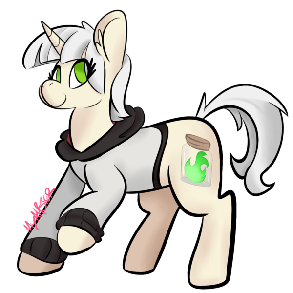 Size: 1400x1400 | Tagged: safe, artist:myahster, derpibooru import, oc, pony, unicorn, clothes, commission, hoodie, signature, solo