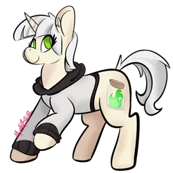 Size: 1400x1400 | Tagged: safe, artist:myahster, derpibooru import, oc, pony, unicorn, clothes, commission, hoodie, signature, solo