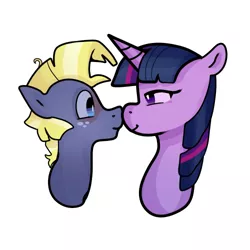 Size: 500x500 | Tagged: safe, artist:bigsibdraws, derpibooru import, star tracker, twilight sparkle, pony, bedroom eyes, blushing, boop, bust, cute, female, looking at each other, male, mare, noseboop, portrait, profile, shipping, simple background, stallion, straight, twitracker, white background